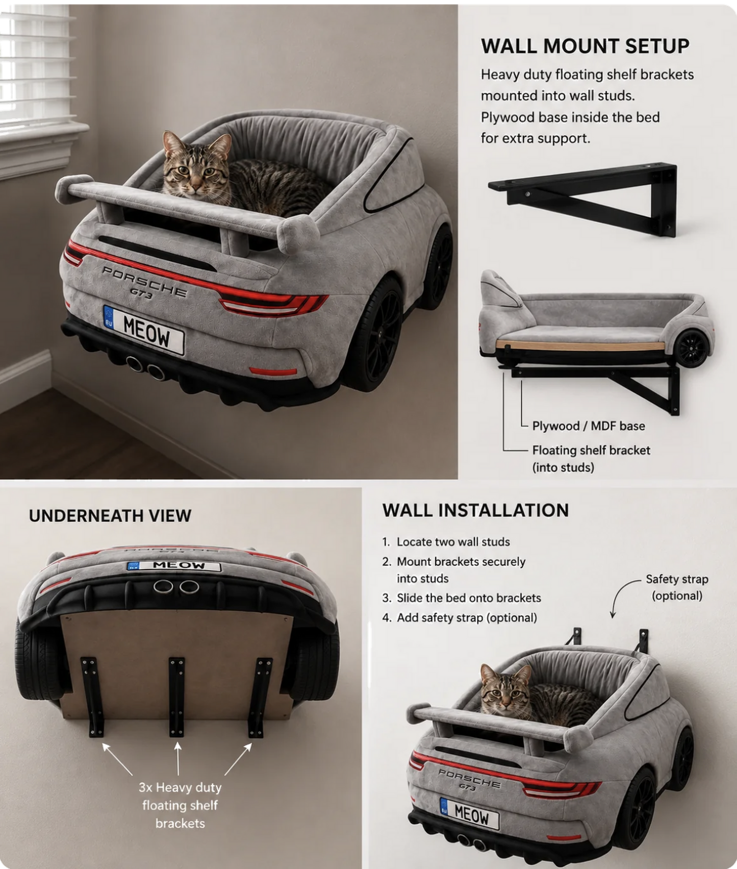 PurrLane™ Wall Cruiser Bed